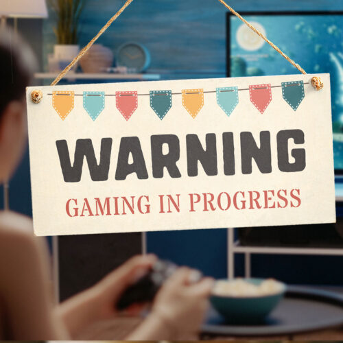 Warning Gaming In Progress Sign