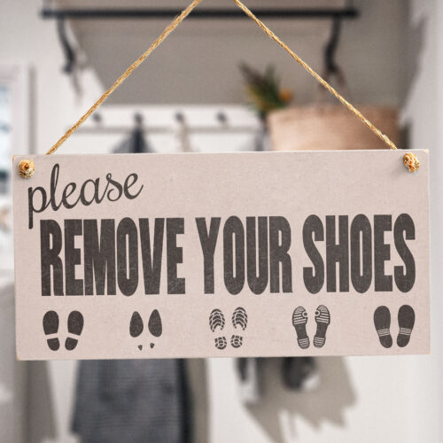 Please Remove Your Shoes Entrance Sign